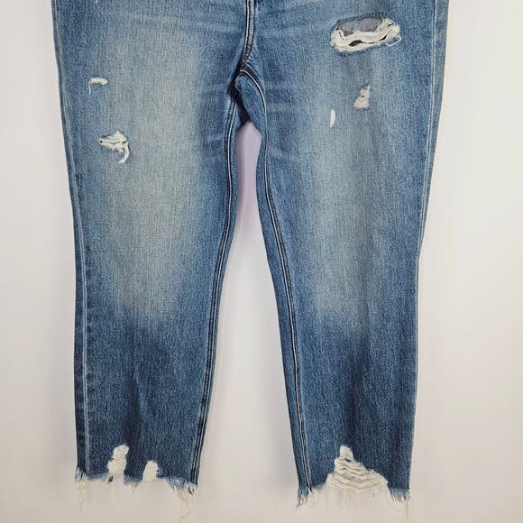 Express High Rise Straight Ankle Jeans Siz10 Light Wash Distressed Stretch Denim - Picture 10 of 13